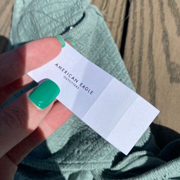 NWT American Eagle Wide Leg Green Blue Jumper small cutout halter boho - Picture 5 of 9